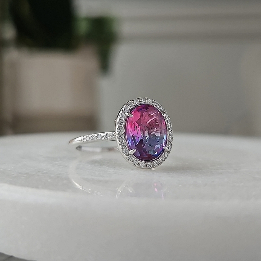 Pink & Purple ombre ring, size 7, 925 Sterling Silver Charmed Aroma